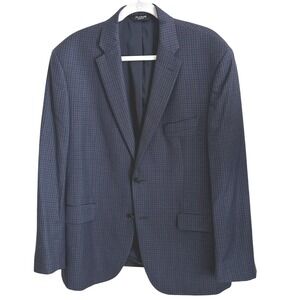 Jos A Bank Traveler Blazer Navy Houndstooth 100% Wool Dark Academia 44R (46)